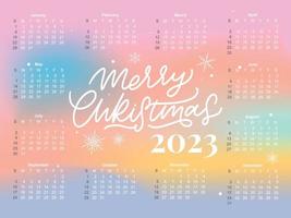 2023 Calendar year vector illustration. The week starts on Sunday. Christmas snowflakes calendar 2023 template. Calendar design Sunday in red colors. Vector