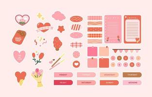 Pink Valentine Journal Template Sticker vector