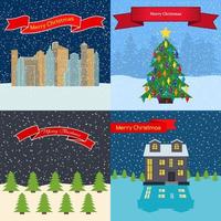 Set of four Happy New Year backgrounds with the inscription Merry Christmas. Vector illustration.