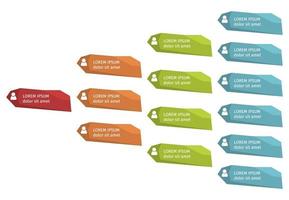 Colorful business structure concept, corporate organization chart scheme with people icons. Vector illustration.