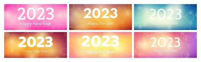 Happy new year 2023 incription on blurred background vector