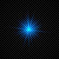 Light effect of lens flares. Blue glowing lights starburst effects with sparkles on a transparent background. Vector illustration