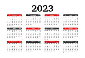 calendario para 2023 aislado en un fondo blanco vector