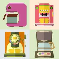 Set of coffee machine. Espresso making machine brewing two cups of coffee. Vector illustration.