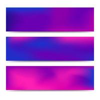 Smooth abstract blurred gradient purple banners set. Abstract Creative multicolored background. Vector illustration