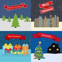 Set of four Happy New Year backgrounds with the inscription Merry Christmas. Vector illustration.