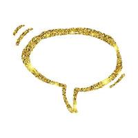 Gold glitter sketch speech bubble. Hand drawn blank Speech Bubble. Dialog empty cloud on white background. Vector illustration.