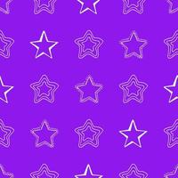 Seamless background of doodle stars. Whte hand drawn stars on blue background. Vector illustration