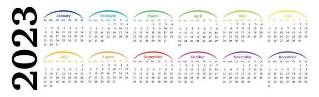 Calendar for 2023 isolated on a white background vector