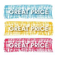 Great price banner. Set of three sale banners on the colorful painted spots. Vector illustration