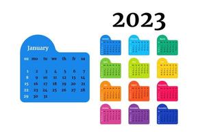 Calendar for 2023 isolated on a white background vector