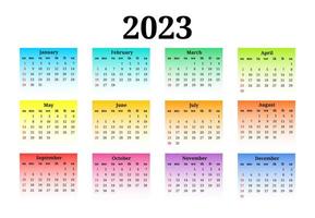 calendario para 2023 aislado en un fondo blanco vector