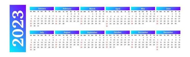 Calendar for 2023 isolated on a white background vector