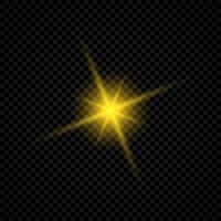 Light effect of lens flares. Yellow glowing lights starburst effects with sparkles on a transparent background. Vector illustration