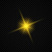 Light effect of lens flares. Yellow glowing lights starburst effects with sparkles on a transparent background. Vector illustration