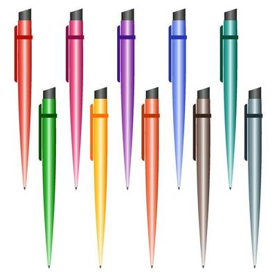 Set of multi-colored pens on a white background. Vector illustration.