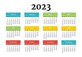 calendario para 2023 aislado en un fondo blanco vector