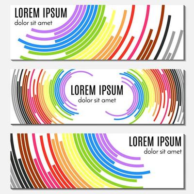 Set of colorful abstract header banners with curved lines and place for text. Vector backgrounds for web design.