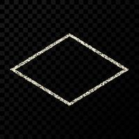 Silver glitter frame. Rhombus frame with shiny sparkles on dark transparent background. Vector illustration