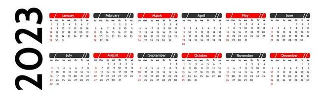 Calendar for 2023 isolated on a white background vector