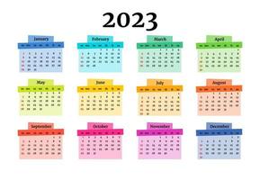 calendario para 2023 aislado en un fondo blanco vector