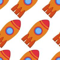 Seamless pattern with space rocket. Vector illustration.