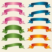 Set of Colorful Empty Ribbons And Banners with Curves. Ready for Your Text or Design. Isolated vector illustration