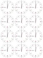 A set of mechanical clocks with an image of each of the twelve hours. Clock face on white background. vector