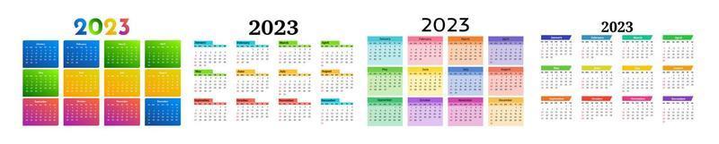 calendario para 2023 aislado en un fondo blanco vector