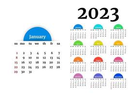 calendario para 2023 aislado en un fondo blanco vector