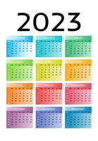 calendario para 2023 aislado en un fondo blanco vector