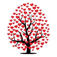 Tree with red hearts. Vector illustration