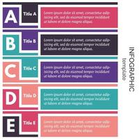 elementos de diseño infográfico de cinco pasos. plantilla de diseño infográfico paso a paso. ilustración vectorial vector