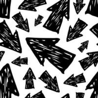 Seamless pattern with black hand drawn arrows. Vector illustration