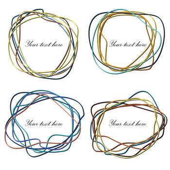 Set of Hand Drawn Scribble in Elliptical Form. Abstract vector banners and design elements.