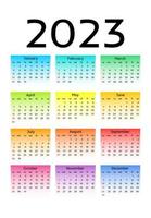 calendario para 2023 aislado en un fondo blanco vector