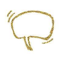 Gold glitter sketch speech bubble. Hand drawn blank Speech Bubble. Dialog empty cloud on white background. Vector illustration.