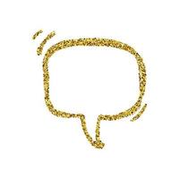 Gold glitter sketch speech bubble. Hand drawn blank Speech Bubble. Dialog empty cloud on white background. Vector illustration.