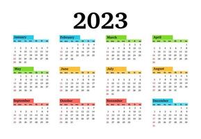 calendario para 2023 aislado en un fondo blanco vector