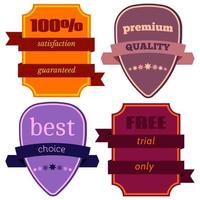 Set of Vector Badges with Ribbons. Web stickers and labels. Isolated vector illustration.