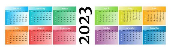 Calendar for 2023 isolated on a white background vector