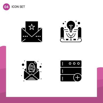 Pictogram Set of Simple Solid Glyphs of greeting letter active learning project management paper Editable Vector Design Elements