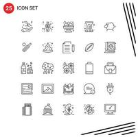 Group of 25 Lines Signs and Symbols for wool lamb takoyaki sharpener education Editable Vector Design Elements