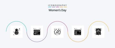 Womens Day Glyph 5 Icon Pack Including date. plan. women. day. women vector