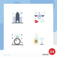 4 Thematic Vector Flat Icons and Editable Symbols of city diamond building fly jewelry Editable Vector Design Elements