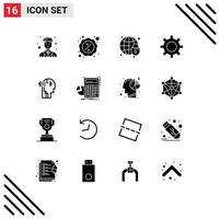 Pictogram Set of 16 Simple Solid Glyphs of artifical vehicle configuration monday vehicles globe Editable Vector Design Elements