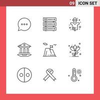 9 Universal Outline Signs Symbols of mountain education farming web internet Editable Vector Design Elements