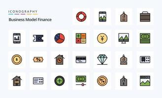 paquete de iconos de estilo lleno de 25 líneas financieras vector