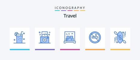 Travel Blue 5 Icon Pack Including . hotel. hotel. canoe. summer. Creative Icons Design vector