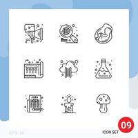 Pack of 9 Modern Outlines Signs and Symbols for Web Print Media such as cloud computing paper pregnancy drawing blue Editable Vector Design Elements